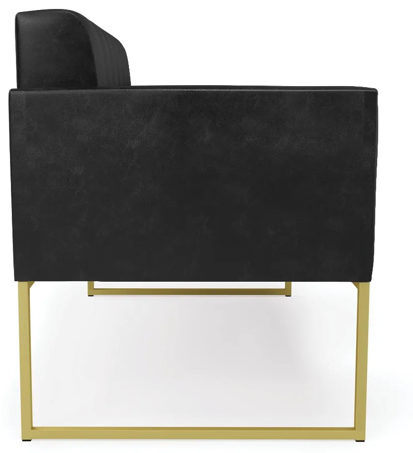 Sofá Namoradeira Elisa Corano Preto Base Metálica Industrial Dourado - D'Rossi