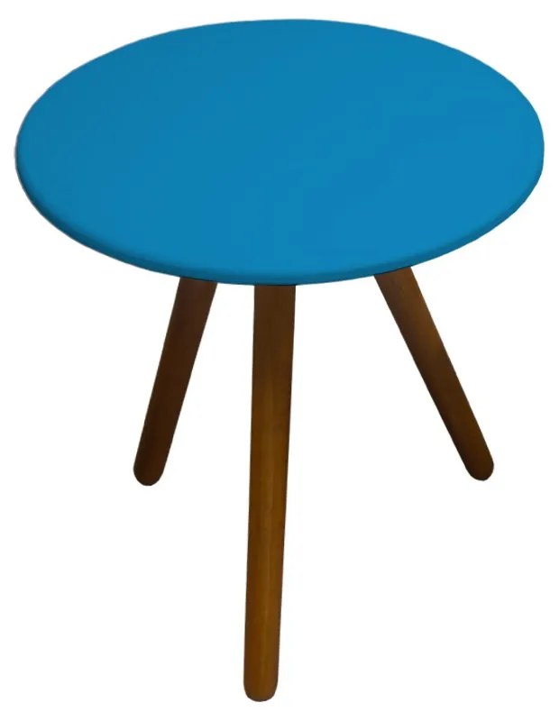 Mesa Lateral Laura Decorativa Tampo Azul Pés Palito