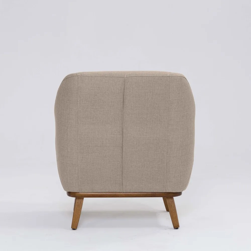 Poltrona Decorativa Pauline D07 Base Madeira Linho Mescla Bege - D'Rossi