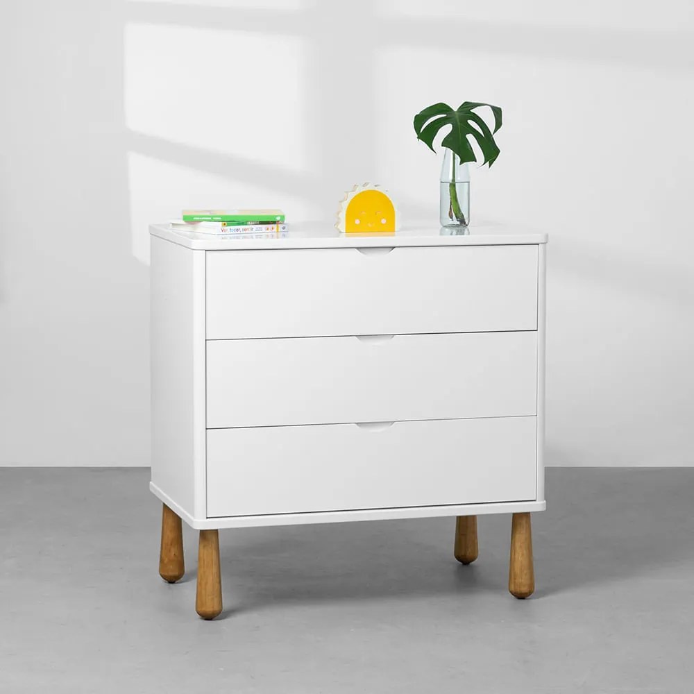 Cômoda A+A 3 Gavetas Pé Pingo - Branco