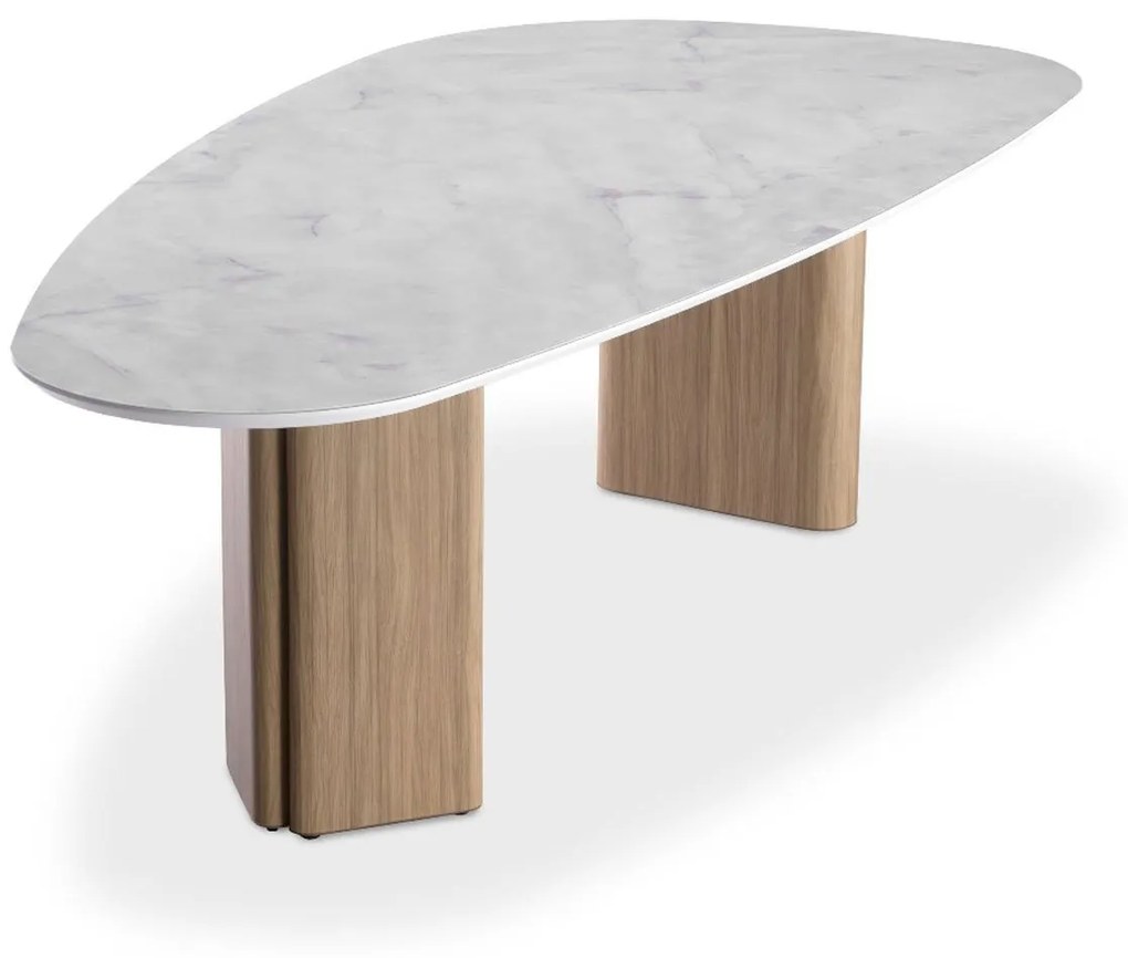 Mesa de Jantar Landa Design Orgânico Tampo com Vidro Pintado Base com Laminado Melamínico