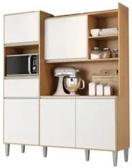 Armário de Cozinha Compacta 160cm 5 Portas Isabel Amêndoa/Branco - AJL