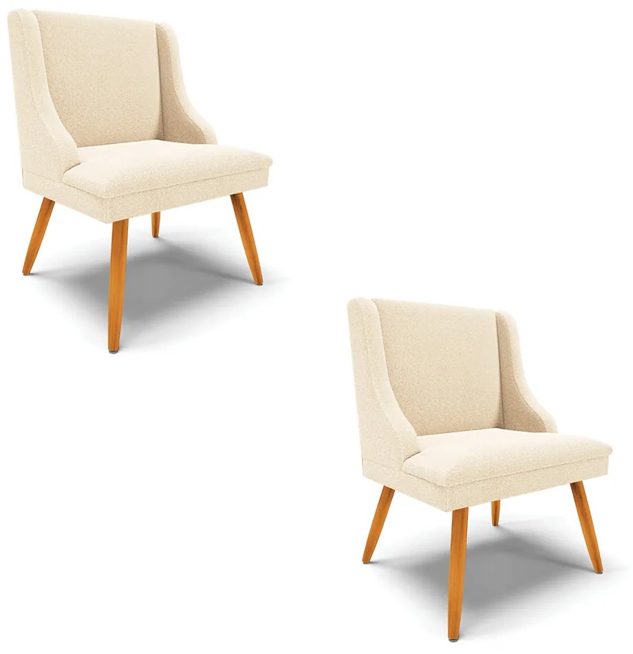 Cadeira Sala de Jantar Pé Palito Castanho kit 2 Liz Bouclê D03 - D'Rossi - Bege