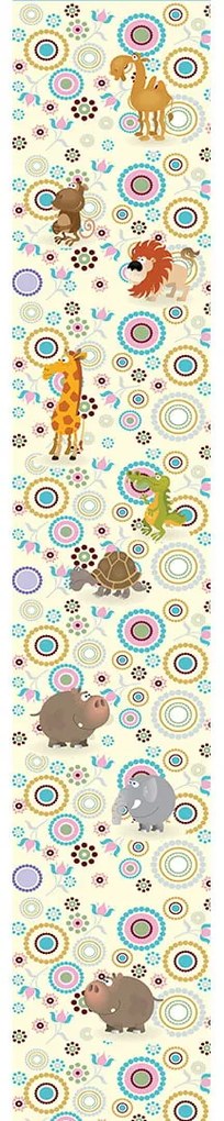 Papel de Parede infantil círculos com bichos da selva 0.52m x 3.00m