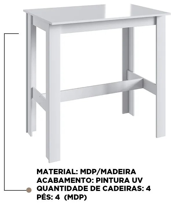Mesa Bancada De Jantar Cozinha Multiuso - Branco