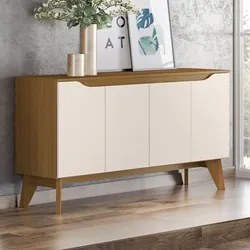 Buffet Para Sala De Jantar 04 Portas Quartzo Nature/Off White - Henn