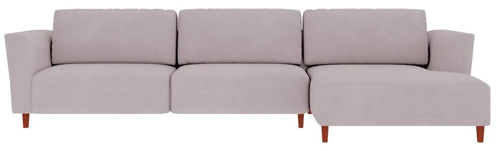 Sofá 310cm com Chaise Direita Franz Suede Rosê - Gran Belo