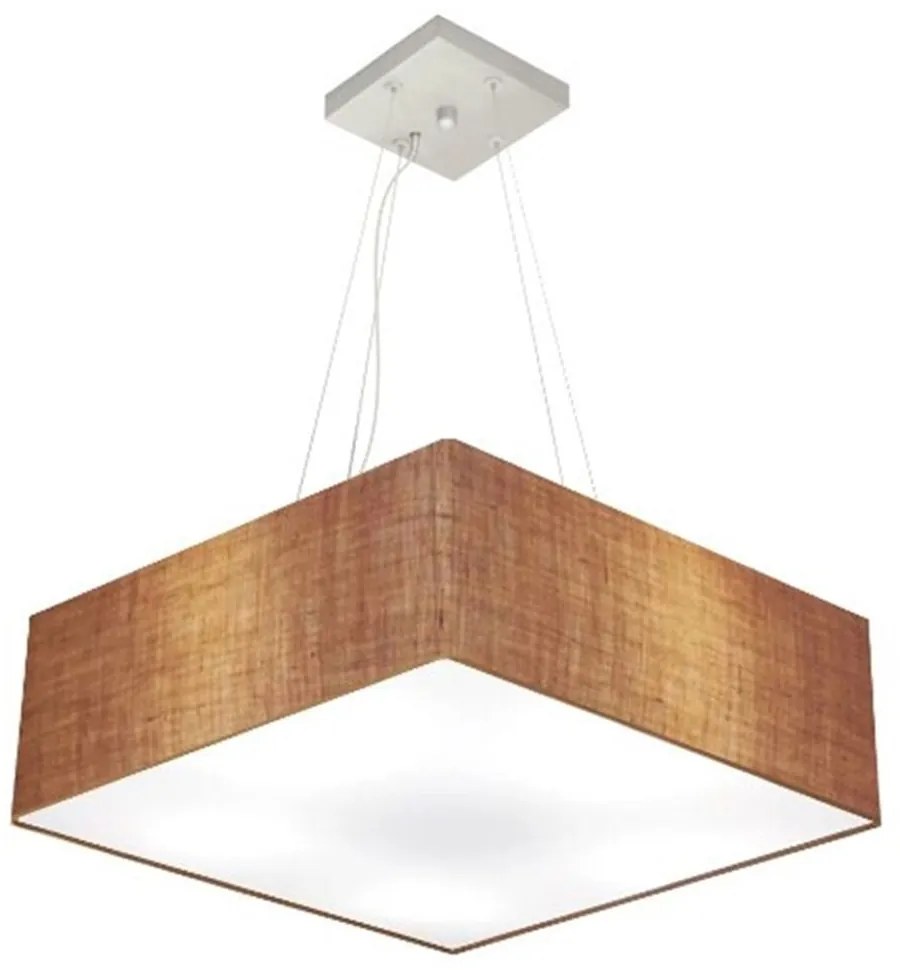 Lustre Pendente Quadrado Md-4032 Cúpula em Tecido 15/50x50cm Palha - Bivolt