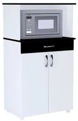 Balcão Multiuso para Forno/Microondas Carina Flex Branco/Preto - AJL M