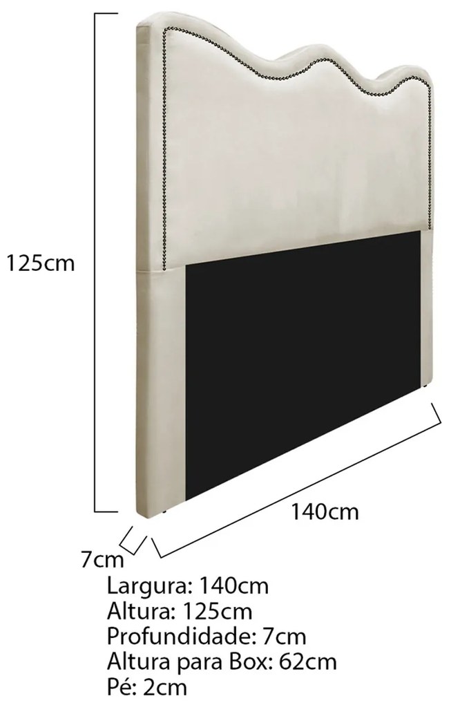 Cabeceira Casal Bari P02 140 cm para cama Box Linho - ADJ Decor