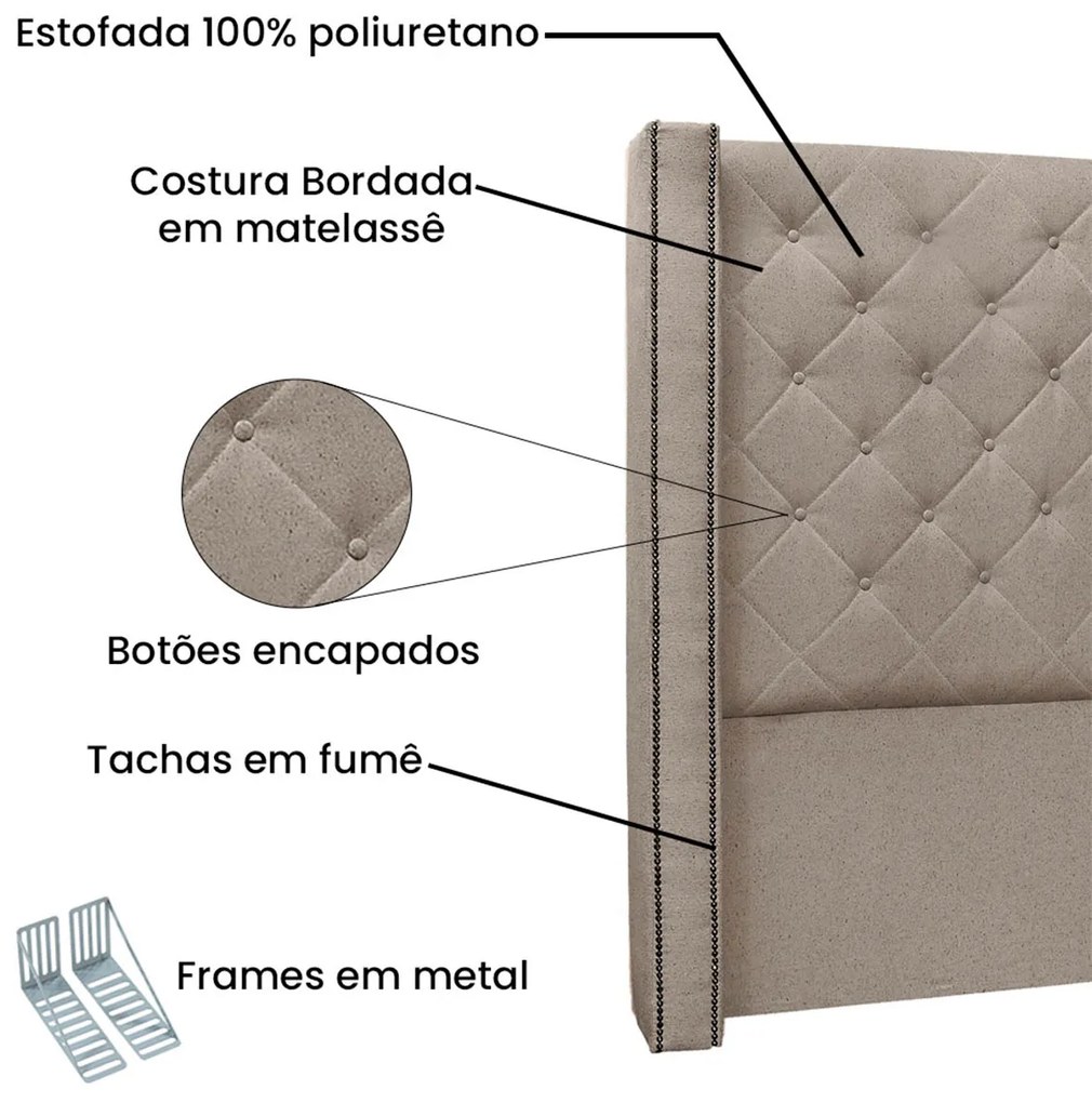 Cabeceira Estofada Egito SPZ 160cm Casal Linho - ADJ Decor