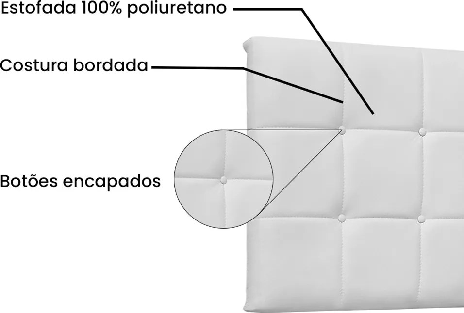 Painel Verona Para Cama Box King 195 cm Corino S04 - D'Rossi - Branco