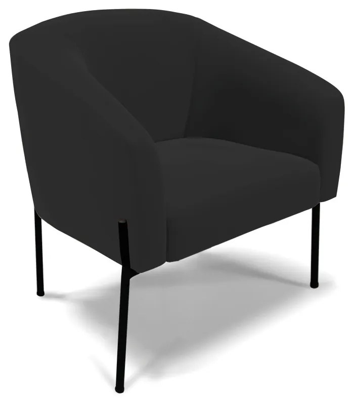 Sofá Namoradeira e 2 Poltronas Pé de Ferro Preto Stella Veludo Preto D03 - D'Rossi