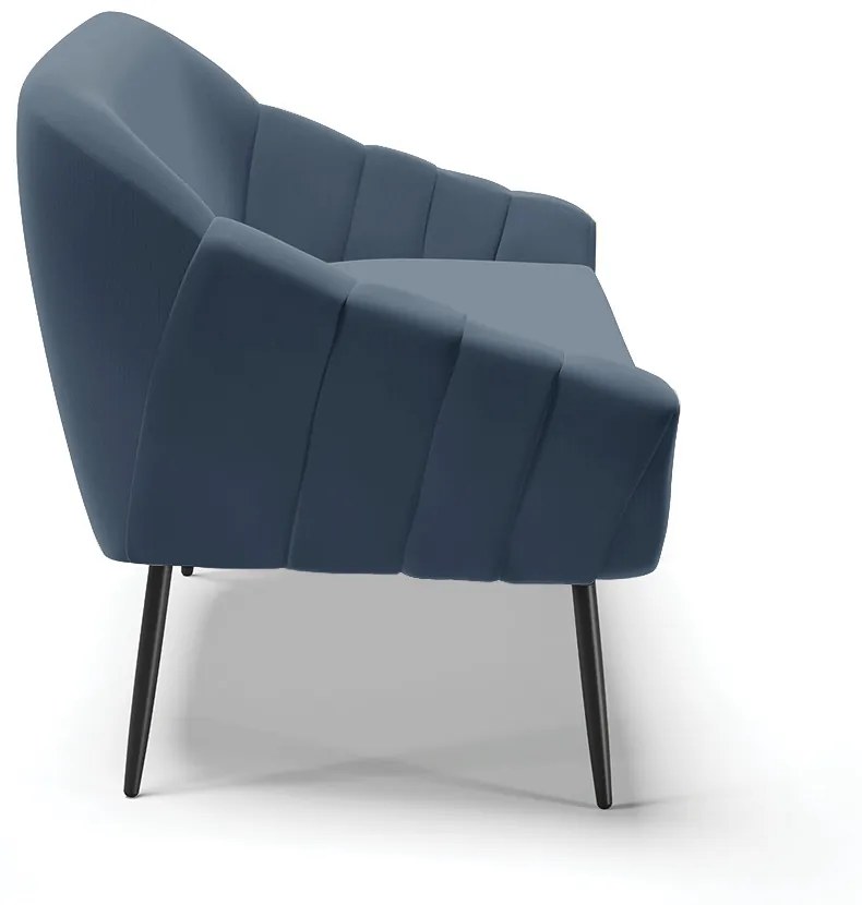 Namoradeira 02 Lugares Giovana Suede Pés Palito de Ferro - D'Rossi - Azul Marinho