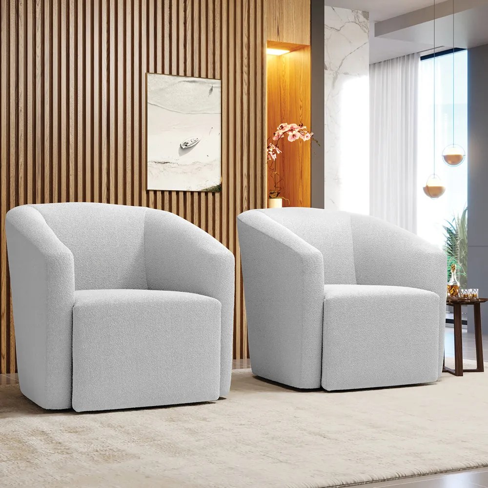 Poltrona Decorativa Orgânica Kit 2 Stella Max Bouclê D03 - D'Rossi - Off White