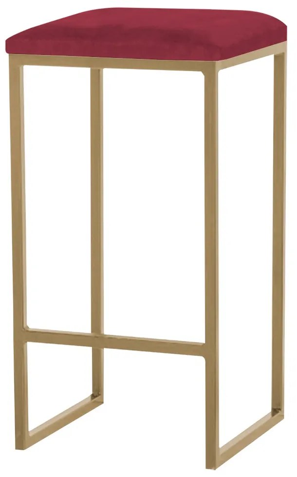 Banqueta Decorativa Billie Base Gold Suede Bordô G41 - Gran Belo