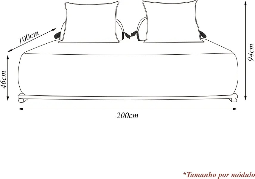 Sofá Modulado 6 Lugares com Almofadas Soltas Pés Madeira Maciça 400cm Homer Bouclê Terracota G63 - Gran Belo