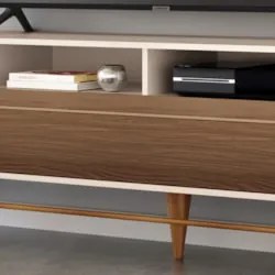 Rack Bancada de TV 85 Pol 220cm Época Castanho/Off - HB Móveis