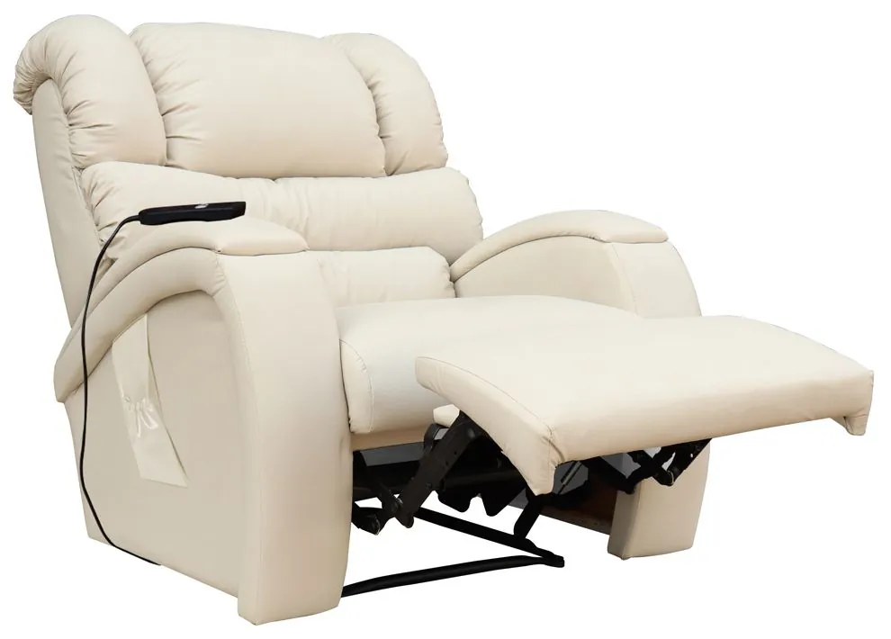 Poltrona do Papai Reclinável Elétrica com Controle Sala de Estar Oasis PU Sintético Bege G23 - Gran Belo