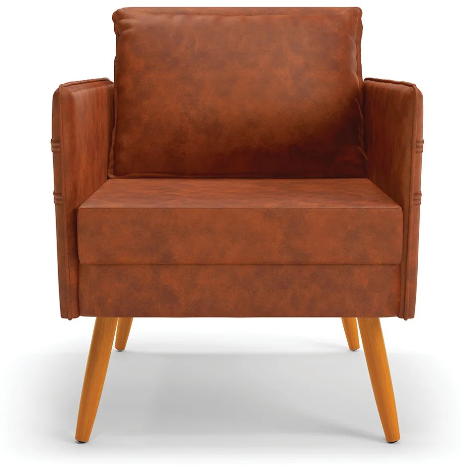 Kit 01 Namoradeira 02 Lugares e 01 Poltrona Mari Corano Nozes Pés Palito Castanho - D'Rossi