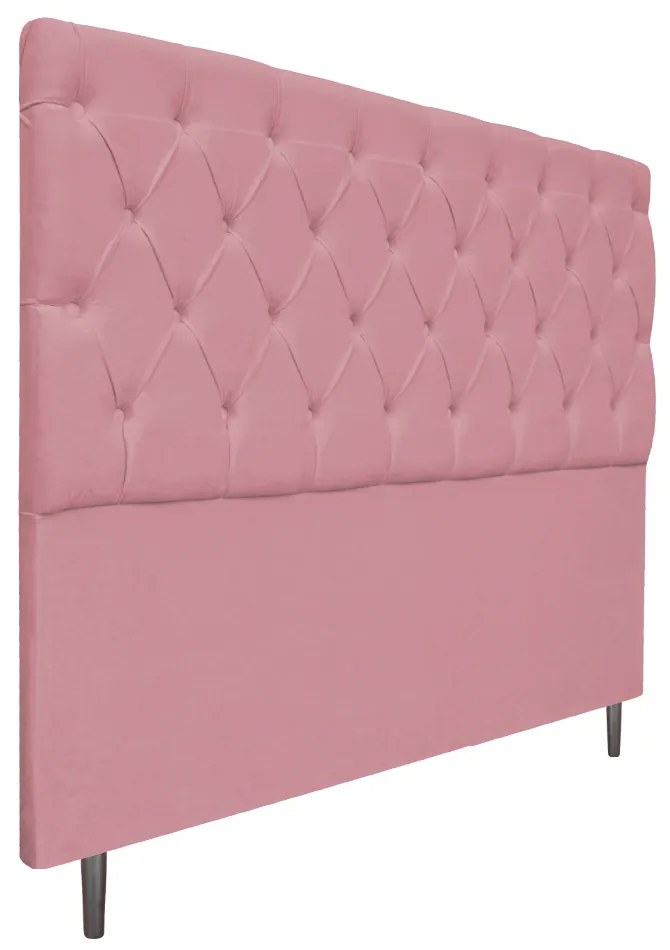 Cabeceira Estofada Liverpool 140 cm Casal Suede Rosa Bebê - ADJ Decor