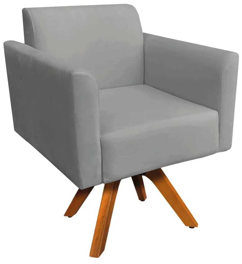 Kit 02 Poltronas Giratória Marisa Suede Grafite Base Madeira MM30