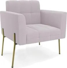 Poltrona Para Sala Pé Metal Dourado Kit 2 Ana Bouclé Rosê - Ibiza