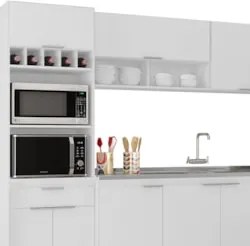 Armário de Cozinha CP04 Com Pia 180cm Pérola Z34 Branco     - Mpozenat