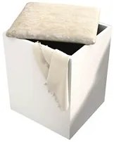Puff Baú PU2050 Branco/Floral Pérola - Tecno Mobili