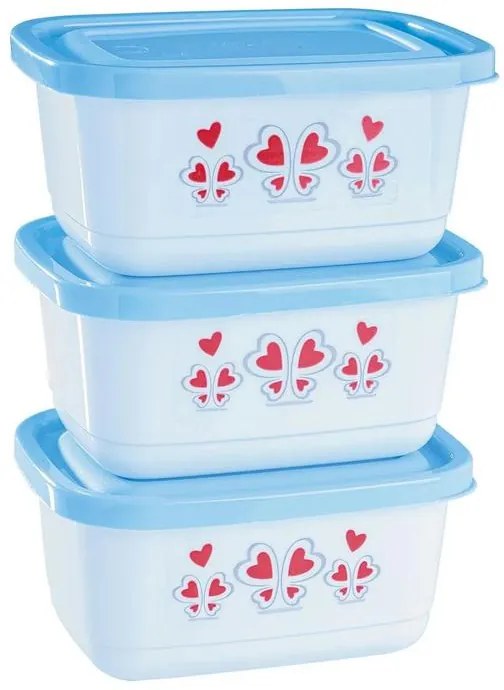 Kit Potes Retangulares Borboleta 3 Peças