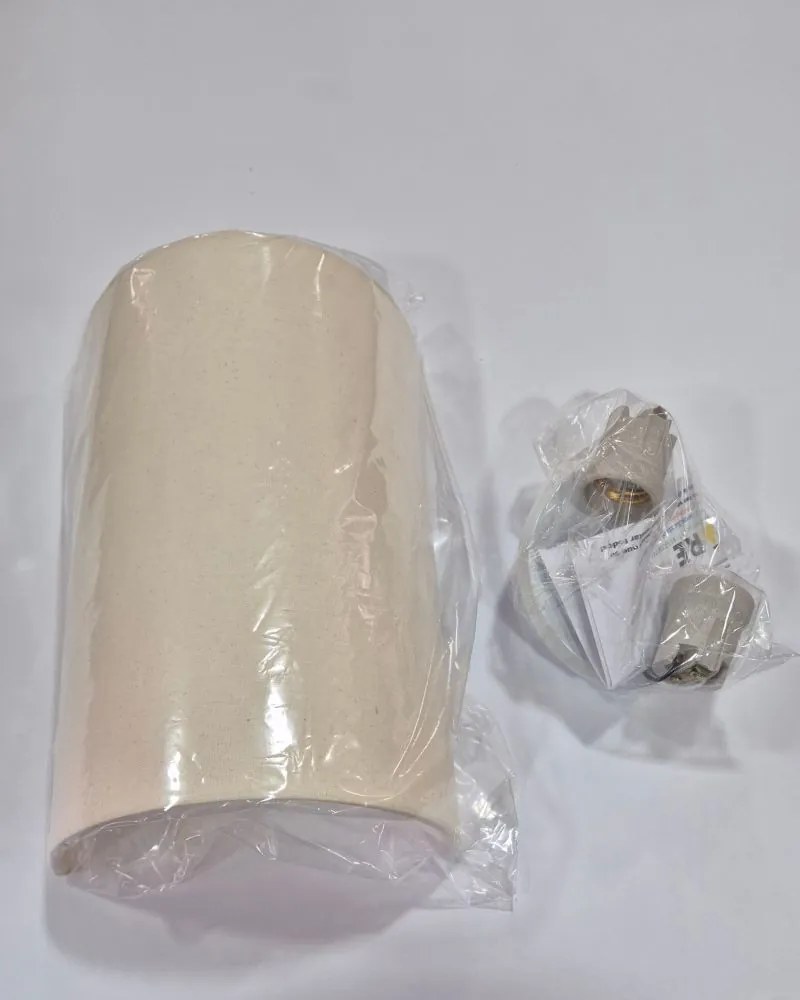 Arandela Meia Cana Md-2031 Cúpula em Tecido 30/18x16cm Algodão Crú - Bivolt