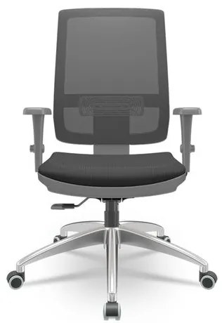Cadeira Brizza Diretor Grafite Tela Preta Assento Aero Preto Base RelaxPlax Aluminio - 65886 Sun House