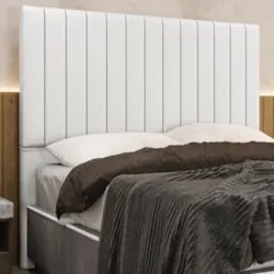Cabeceira Cama Box Queen 160cm Estofada Plutus Sintético Branco Z04 -