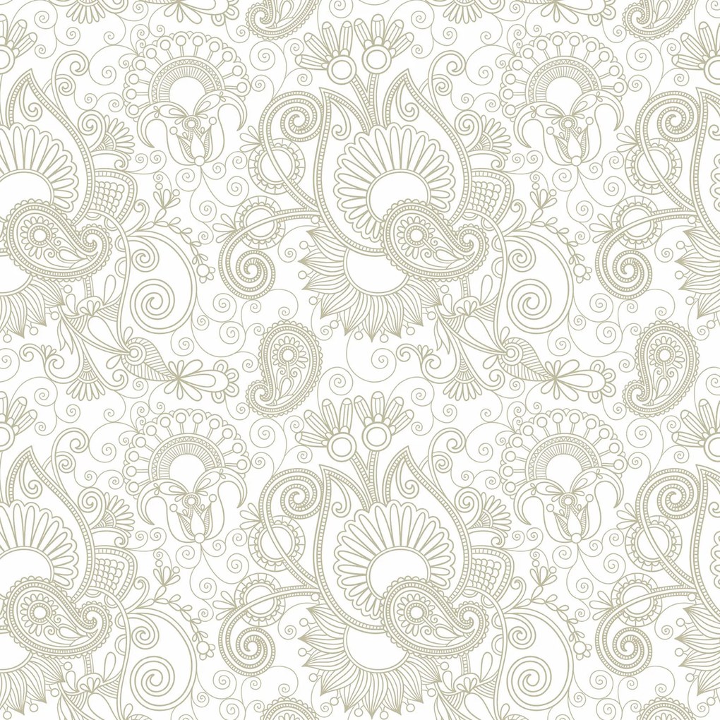 Papel de parede adesivo arabesco marrom e branco