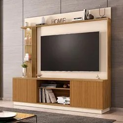 Estante Home Theater Para TV Até 65 Pol. Atlanta Cinamomo/Off White/Ri