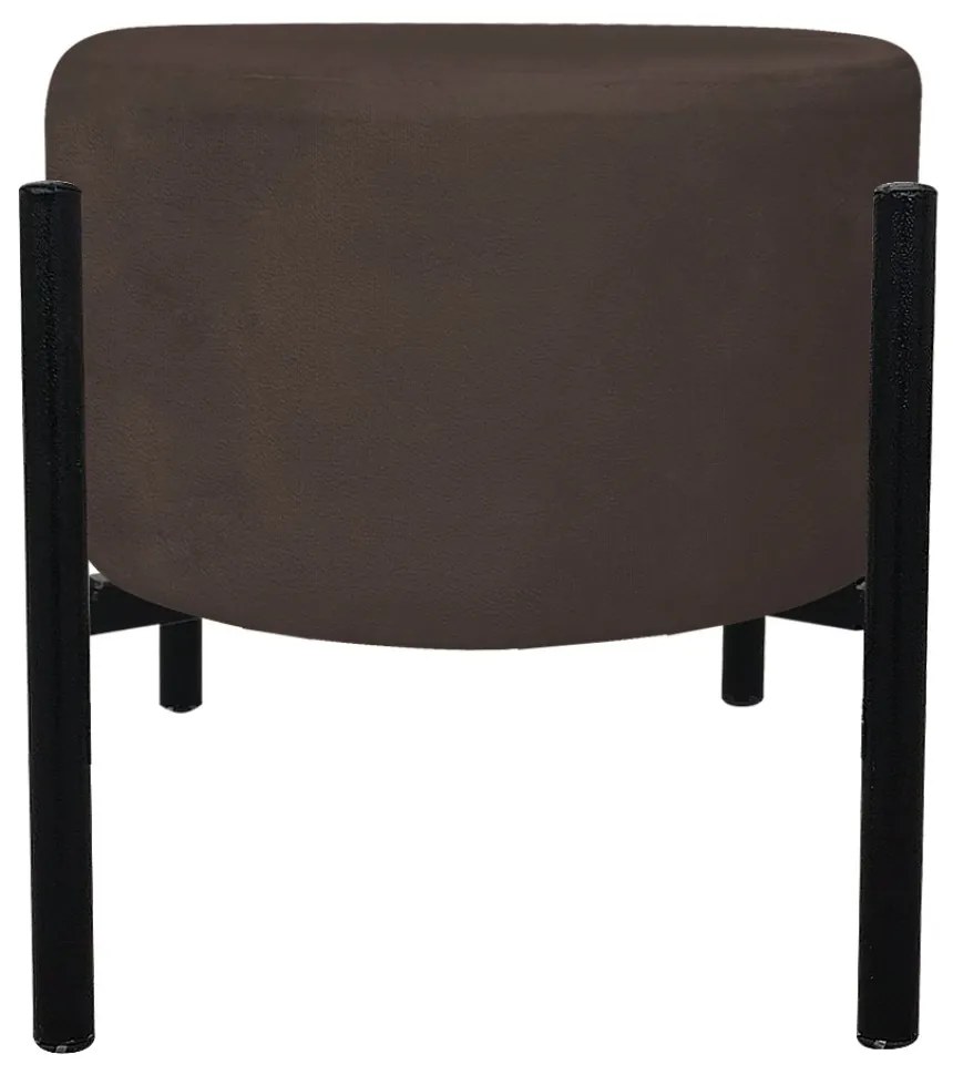 Kit 2 Puffs Iron Suede Base Preto Palito - Marrom
