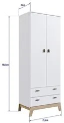 Guarda Roupa Infantil 73cm 2 Portas 2 Gavetas Favo de Mel 005 Branco -