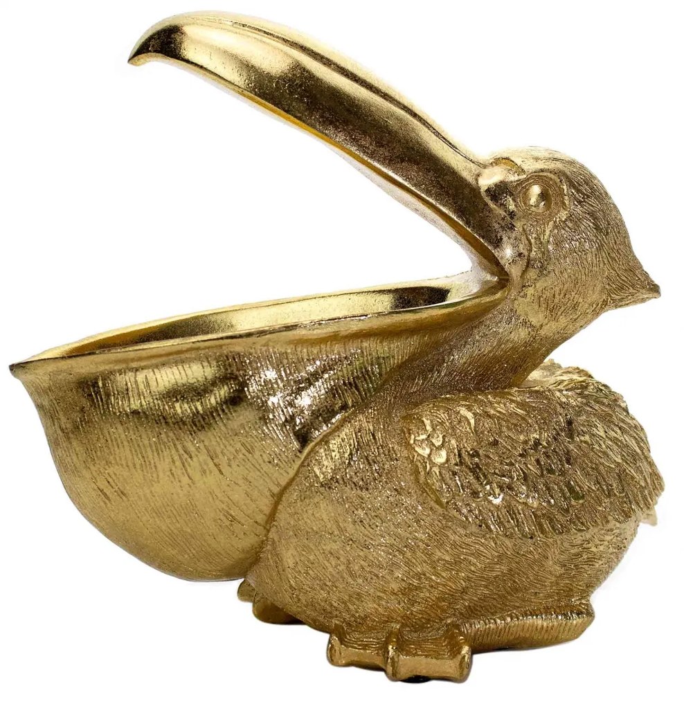 Escultura Decorativa Pelicano Em Poliresina Dourado 20x23x11 Cm - D'Rossi