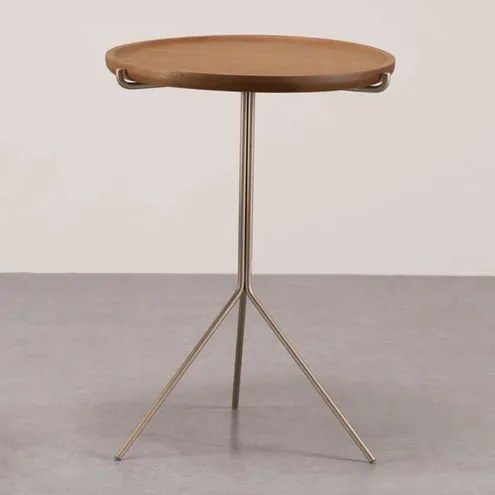 Mesa de Apoio Liz Alta Tampo Natural Base Champagne - 78043 Sun House