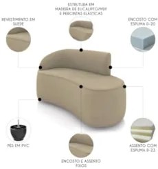 Sofá 2 Lugares 140cm Wendi e Poltrona Steve Suede Marrom Rt I01 - Mpo