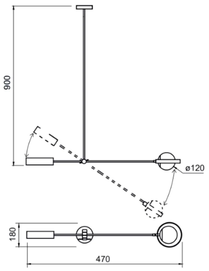 Pendente Viga 47X18X90Cm 01Xg9 Globo Ø12Cm - Usina 50060/1 (CB-M - Cobre Metálico, Branco (Fosco))