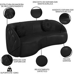 Sofá Decorativo 4 Lugares 318cm com Almofadas e Poltrona Zion M22 Sint