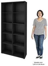 Mesa Escrivaninha em L Eron e Estante Livreiro 90x187cm Lean A06 Ipê/P