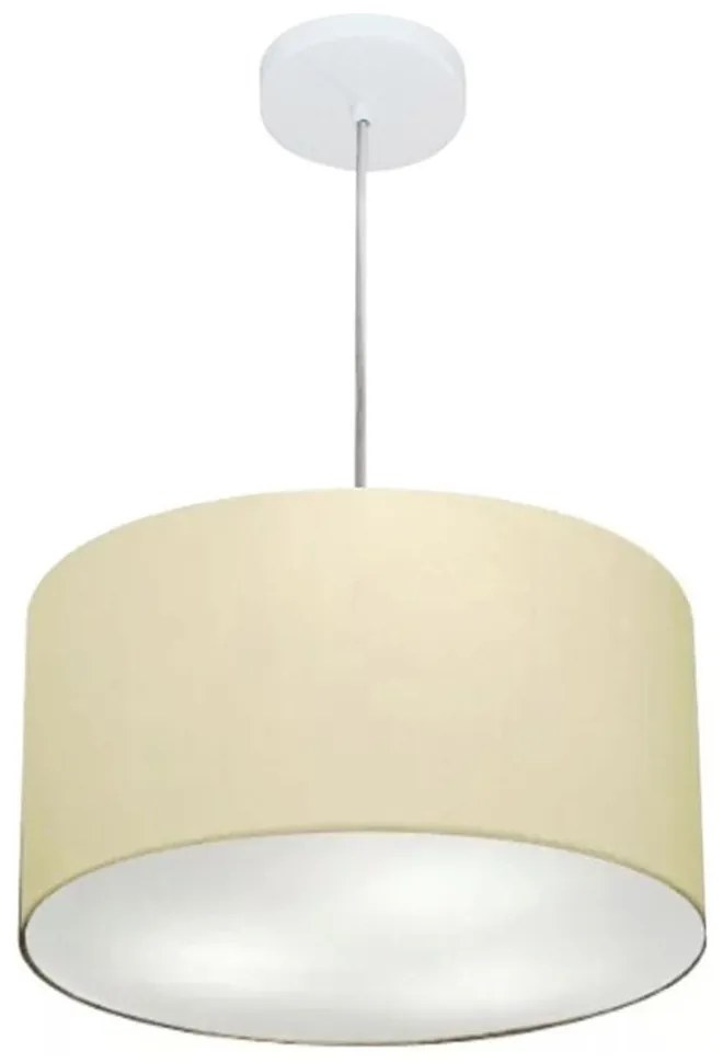 Lustre Pendente Cilíndrico Md-4099 Cúpula em Tecido 40x25cm Algodão Crú - Bivolt