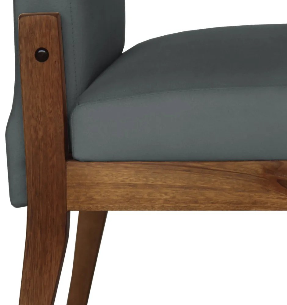 Conjunto 8 Cadeiras De Jantar Aurora Base Madeira Maciça Estofada Suede Cinza Grafite