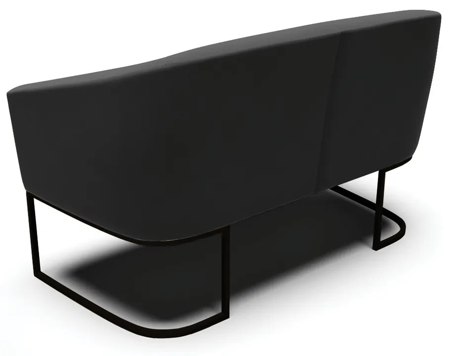 Sofá 2 Lugares Namoradeira Industrial Preto Stella Suede Preto D03 - D'Rossi