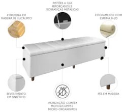 Recamier Baú Estofado King 193cm Horus Sintético Branco Z04 - Mpozenat