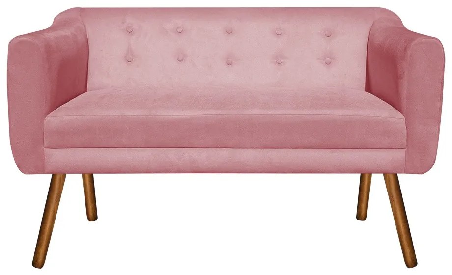 Namoradeira 02 Lugares Julia Suede Rose 140 cm Pés Palito Castanho - D'Rossi