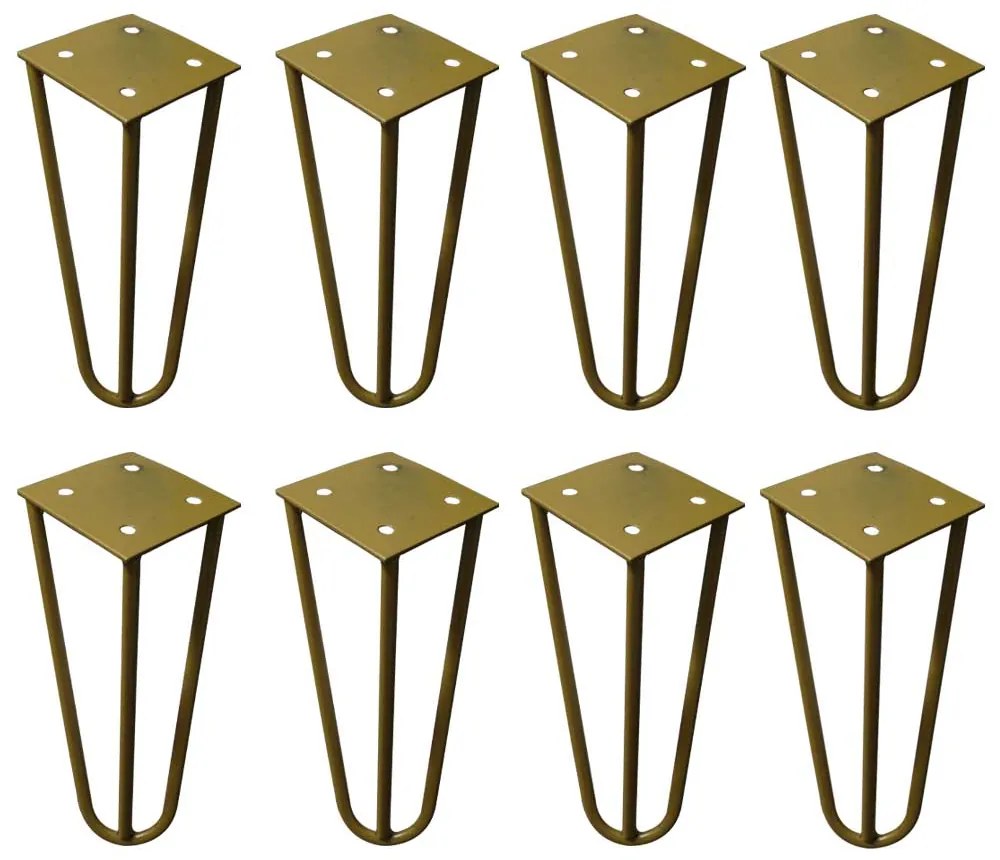 Kit 8 Pés de Metal 15 CM Hairpin Legs Mesas de Centro Puffs Dourado G41