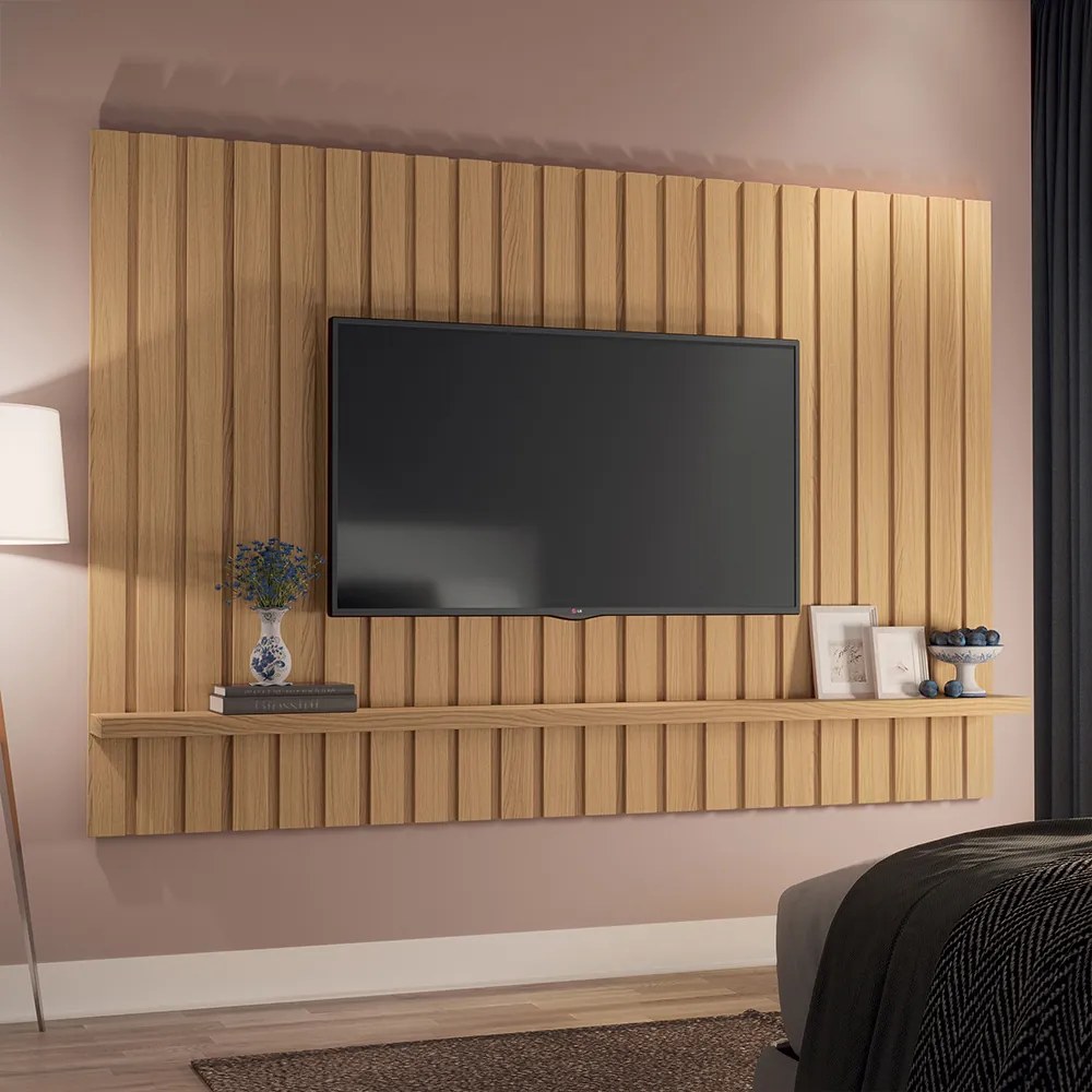 Painel Suspenso Decorativo Link 2.0 Ripado TV até 70 Pol Freijó G26 - HB Móveis